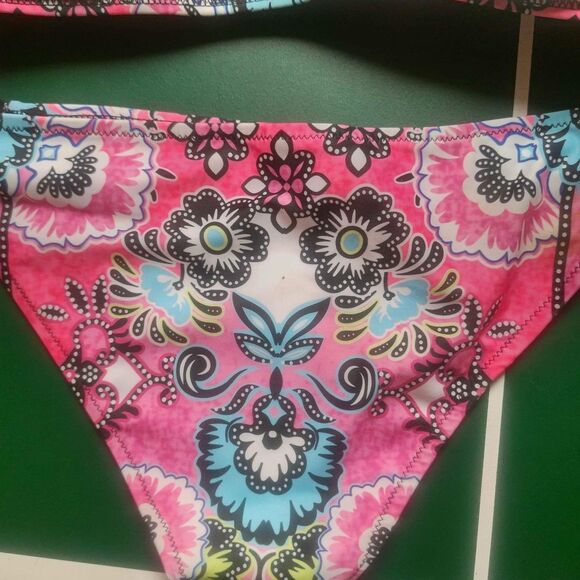 Ekouaer Juniors Flowery Halter Shirred Bikini Set - XL - Picture 5 of 7